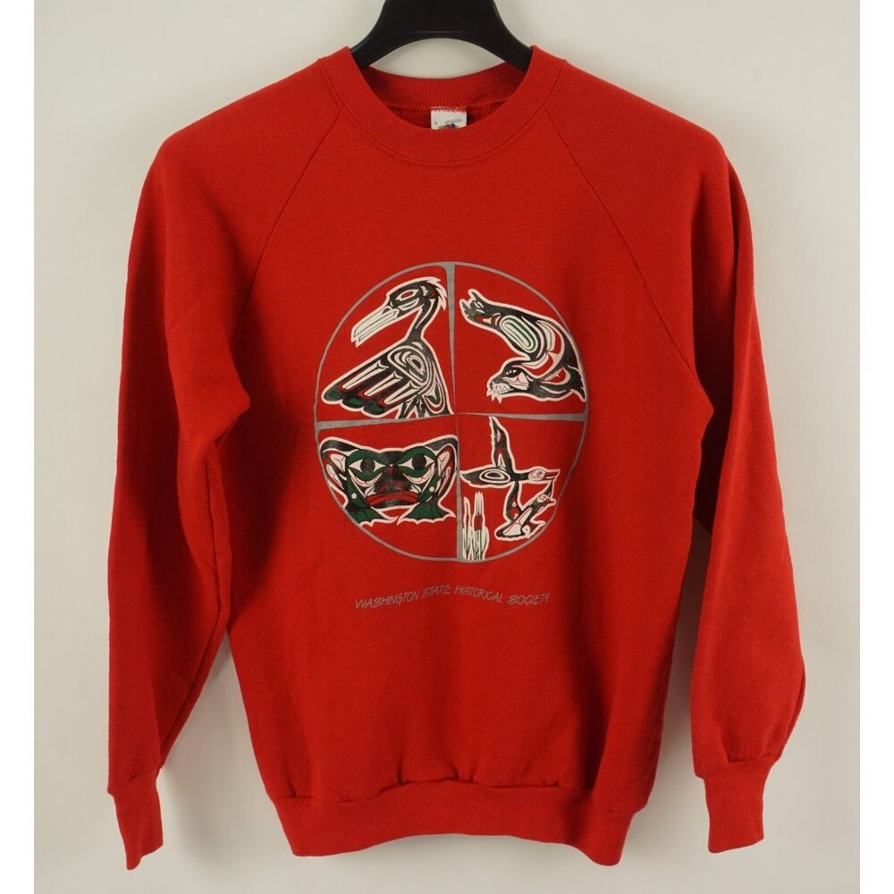 Vintage 80s Washington State Historical Society Ancient Animal‎ Large Sweatshirt
